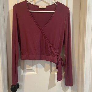 C’Isa Long Sleeve Cropped Maroon Top, Sz Medium